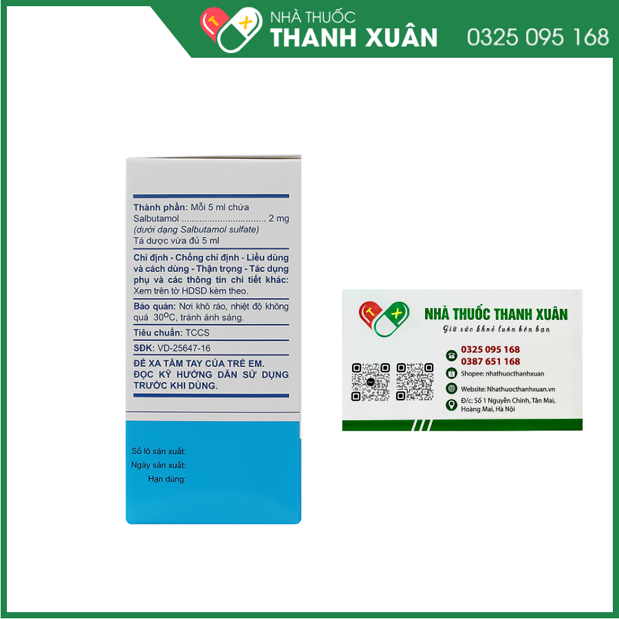 Dung dịch uống AtiSalbu 2mg/5ml trị cơn hen, ngắt cơn co thắt phế quản chai 100ml